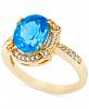 Swiss Blue Topaz (2-3/4 ct. t. w. ) & Diamond (1/8 ct. t. w. ) Ring in 18k Gold-Plated Sterling Silver