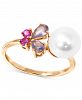 Cultured Freshwater Pearl (8mm) & Cubic Zirconia Ring in 14k Rose Gold-Plated Sterling Silver