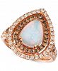 Le Vian Neopolitan Opal (1-1/3 ct. t. w. ) & Diamond (1-1/20 ct. t. w. ) Pear Double Halo Ring in 14k Rose Gold