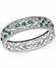 Emerald(2-1/2 c. t. t. w. ) & Diamond(1/3 c. t. t. w. ) Bangle Bracelet in Sterling Silver