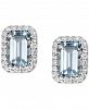 Aquamarine (7/8 ct. t. w. ) & Diamond (1/8 ct. t. w. ) Halo Stud Earrings in 14k White Gold