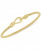 Italian Gold Torchon Knot Bangle Bracelet in 14k Gold-Plated Sterling Silver