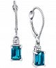 Blue Topaz (1-3/8 ct. t. w. ) & Diamond Accent Leverback Drop Earrings in 14k White Gold