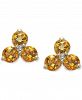 Citrine (1-3/4 ct. t. w. ) & Diamond (1/20 ct. t. w. ) Cluster Stud Earrings in 14k Gold