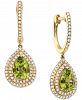 Effy Peridot (1-1/2 ct. t. w. ) & Diamond (3/8 ct. t. w. ) Drop Earrings in 14k Gold