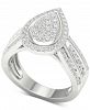 Diamond Teardrop Cluster Composite Ring (1 ct. t. w. ) in 14k White Gold
