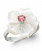 Pink Tourmaline (1/4 ct. t. w. ) & Mother-of-Pearl Flower Ring in Sterling Silver