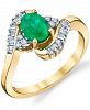 Emerald (3/4 ct. t. w. ) & Diamond (1/5 ct. t. w. ) Swirl Ring in 10k Gold