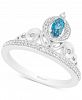 Enchanted Disney Fine Jewelry London Blue Topaz (1/3 ct. t. w. ) & Diamond (1/10 ct. t. w. ) Cinderella Tiara Ring in Sterling Silver