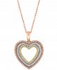 Effy Diamond Open Heart 18" Pendant Necklace (3/8 ct. t. w. ) in 14k Rose, Yellow & White Gold