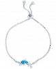 Lab-Created Blue Opal Dolphin Bolo Bracelet in Sterling Silver