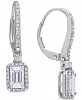 Lab-Created Moissanite (1 ct. t. w. ) & Diamond (1/4 ct. t. w. ) Emerald-Cut Halo Leverback Drop Earrings in 10k White Gold