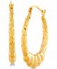 Scalloped Oval Hoop Earrings in 14k Gold