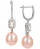 Pink Cultured Freshwater Pearl (9mm) & Multi-Gemstone (3/4 ct. t. w. ) Drop Earrings in Sterling Silver