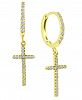 Giani Bernini Cubic Zirconia Cross Dangle Hoop Earrings in 18k Gold-Plated Sterling Silver, Created for Macy's