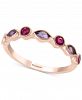 Effy Amethyst (1/4 ct. t. w. ) and Ruby (1/4 ct. t. w. ) Stackable Ring in 14k Rose Gold (Also available in Citrine with Peridot in 14k Yellow Gold)