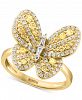 Effy Yellow Diamond (1/3 ct. t. w. ) & White Diamond (1/3 ct. t. w. ) Butterfly Ring in 14k Gold