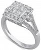 Diamond Princess Quad Cluster Halo Engagement Ring (1 ct. t. w. ) in 14k White Gold