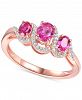 Ruby (3/4 ct. t. w. ) & Diamond (1/10 ct. t. w) Statement Ring in 14k Rose Gold Over Sterling Silver