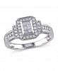 Princess and Round Certified Diamond (1/3 ct. t. w. ) Halo Engagement Ring in 14k White Gold