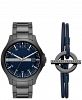 AX Armani Exchange Men's Gunmetal Stainless Steel Bracelet Watch 46mm and Bracelet Gift Set