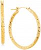 Textured Round Hoop Earrings in 10k Gold, 25mm