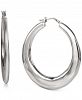Flattened Oval Hoop Earrings in Sterling Silver