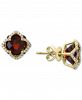 Effy Rhodolite Garnet (9-1/10 ct. t. w. ) & Diamond (1/3 ct. t. w. ) Stud Earrings in 14k Gold