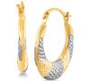 Two-Tone Textured Hoop Earrings in 14k Gold & White Rhodium-Plate