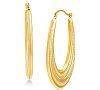Beaded Oval Hoop Earrings in 14k Gold