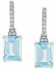 Aquamarine (1-3/4 ct. t. w. ) & Diamond (1/20 ct. t. w. ) Drop Earrings in 14k White Gold