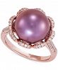 Honora Natural Plum Cultured Ming Pearl (12mm) & Diamond (3/8 ct. t. w. ) Ring in 14K Rose Gold