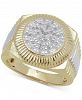 Men's Diamond Two-Tone Circle Cluster Style Ring (1/10 ct. t. w. ) in 18k Gold-Plate Sterling Silver (Also in Sterling Silver)