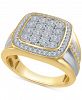 Men's Diamond Two-Tone Cluster Ring (1/2 ct. t. w. ) in Sterling Silver and 14k Gold-Plated Sterling Silver