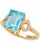 Swiss Blue Topaz (4 ct. t. w. ) & Diamond (1/6 ct. t. w. ) Ring in 14k Gold-Plated Sterling Silver