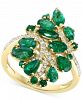 Effy Emerald (2-1/2 ct. t. w. ) & Diamond (1/5 ct. t. w. ) Cluster Statement Ring in 14k Gold