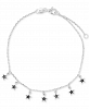 Black Spinel Star Dangle Chain Bracelet (1/10 ct. t. w. ) in Sterling Silver