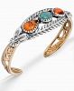 American West Two-Tone Amber and Turquoise Cuff Bracelet