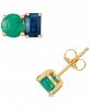 Emerald (1-1/20 ct. t. w. ) & Sapphire (5/8 ct. t. w. ) Stud Earrings in 14k Gold