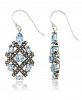 Marcasite and Blue Topaz (6 ct. t. w. ) Drop Wire Earrings in Sterling Silver