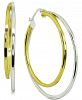 Giani Bernini Medium Two-Tone Double Hoop Earrings in Sterling Silver & 18k Gold-Plated Sterling Silver, 1.5", Created for Macy's