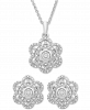 2-Pc. Diamond Scallop Pendant Necklace & Matching Stud Earrings (1/6 ct. t. w. ) in Sterling Silver