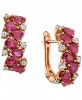 Effy Ruby (1-7/8 ct. t. w. ) & Diamond (1/3 ct. t. w. ) Hoop Earrings in 14k Rose Gold