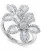 Effy Diamond Baguette Flower Statement Ring (1-1/5 ct. t. w. ) in 14k White Gold