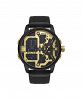 Police Men's Analog-Digital Black Genuine Leather Strap Watch 48mm