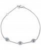 Wrapped Multicolor Diamond Triple Evil Eye Chain Ankle Bracelet (1/8 ct. t. w. ) in 10k White Gold, Created for Macy's