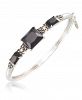 Marcasite and Faceted Onyx Bangle in Sterling Silver
