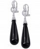 Black Agate & Cubic Zirconia Drop Earrings in Sterling Silver