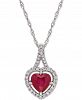 Ruby (1 ct. t. w. ) & Diamond (1/6 ct. t. w. ) Heart 17" Pendant Necklace in 14k White Gold