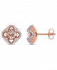 Morganite (1-2/5 ct. t. w. ) and Diamond (1/4 ct. t. w. ) Quatrefoil Halo Stud Earrings in 10k Rose Gold